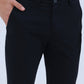 Navy Blue Solid Super Slim Fit Casual Trouser | Greenfibre
