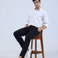 Navy Blue Solid Super Slim Fit Casual Trouser | Greenfibre