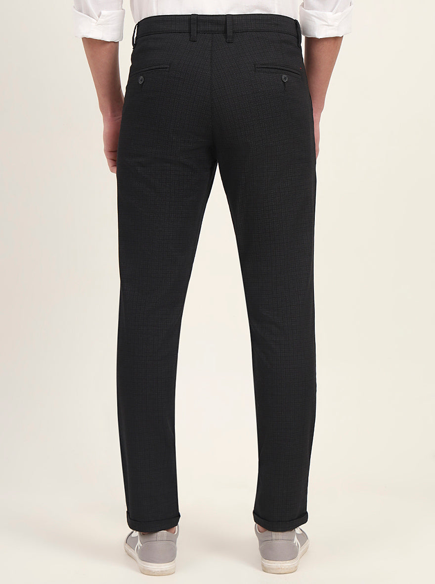 Black Printed Neo Fit Casual Trouser | Greenfibre