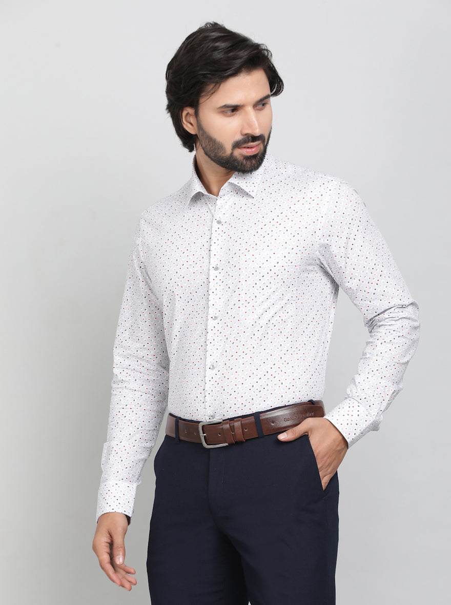 Grey Printed Slim Fit Formal Shirt | JadeBlue Youth
