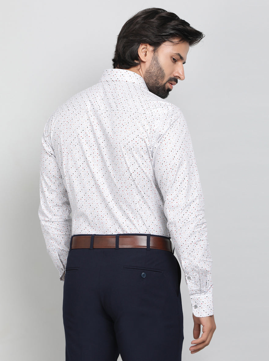 Grey Printed Slim Fit Formal Shirt | JadeBlue Youth
