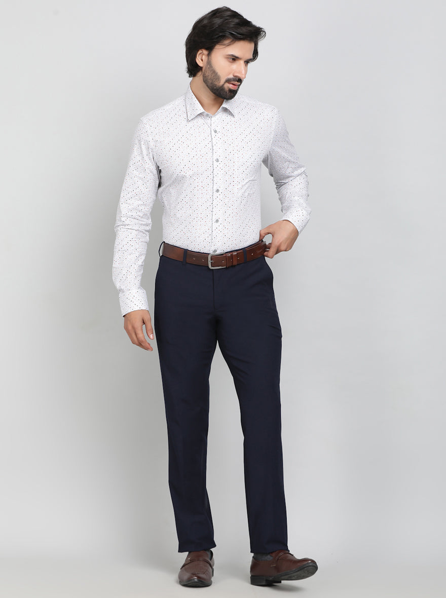 Grey Printed Slim Fit Formal Shirt | JadeBlue Youth