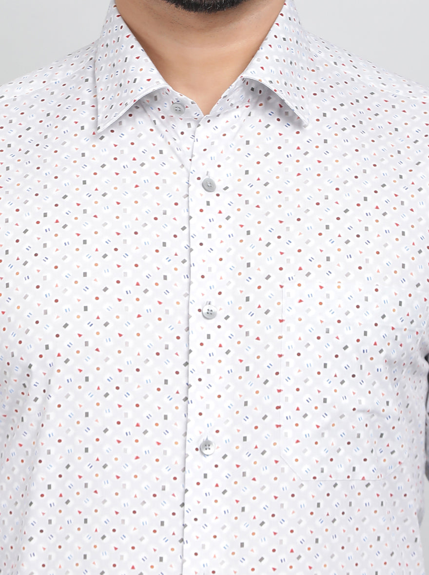 Grey Printed Slim Fit Formal Shirt | JadeBlue Youth