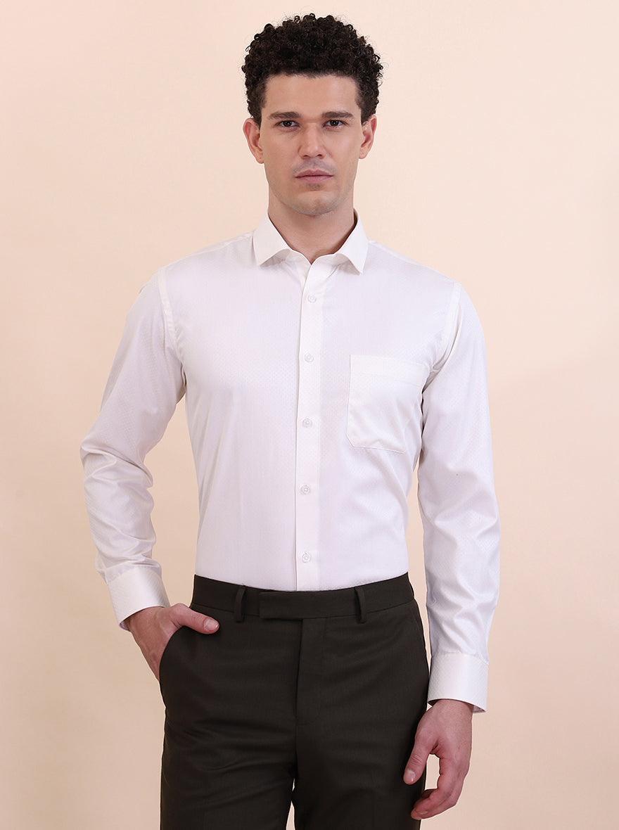 Cream Solid Slim Fit Formal Shirt | Greenfibre