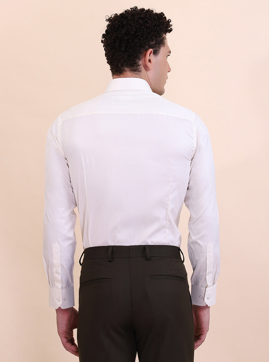 Cream Solid Slim Fit Formal Shirt | Greenfibre