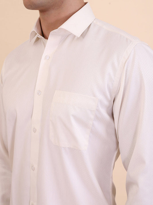 Cream Solid Slim Fit Formal Shirt | Greenfibre