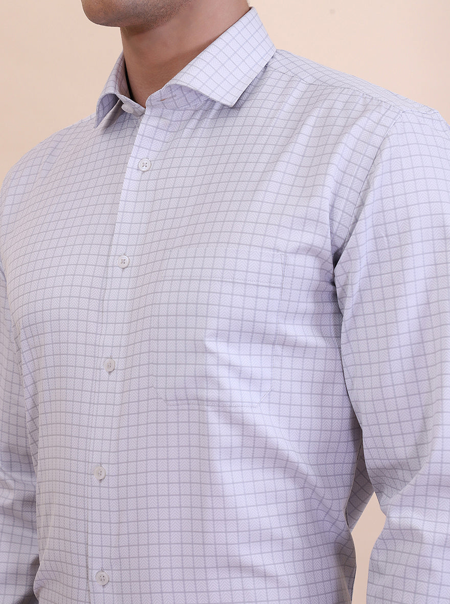 Grey Checked Regular Fit Formal Shirt | Greenfibre