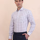 White & Grey Checked Regular Fit Formal Shirt | Greenfibre
