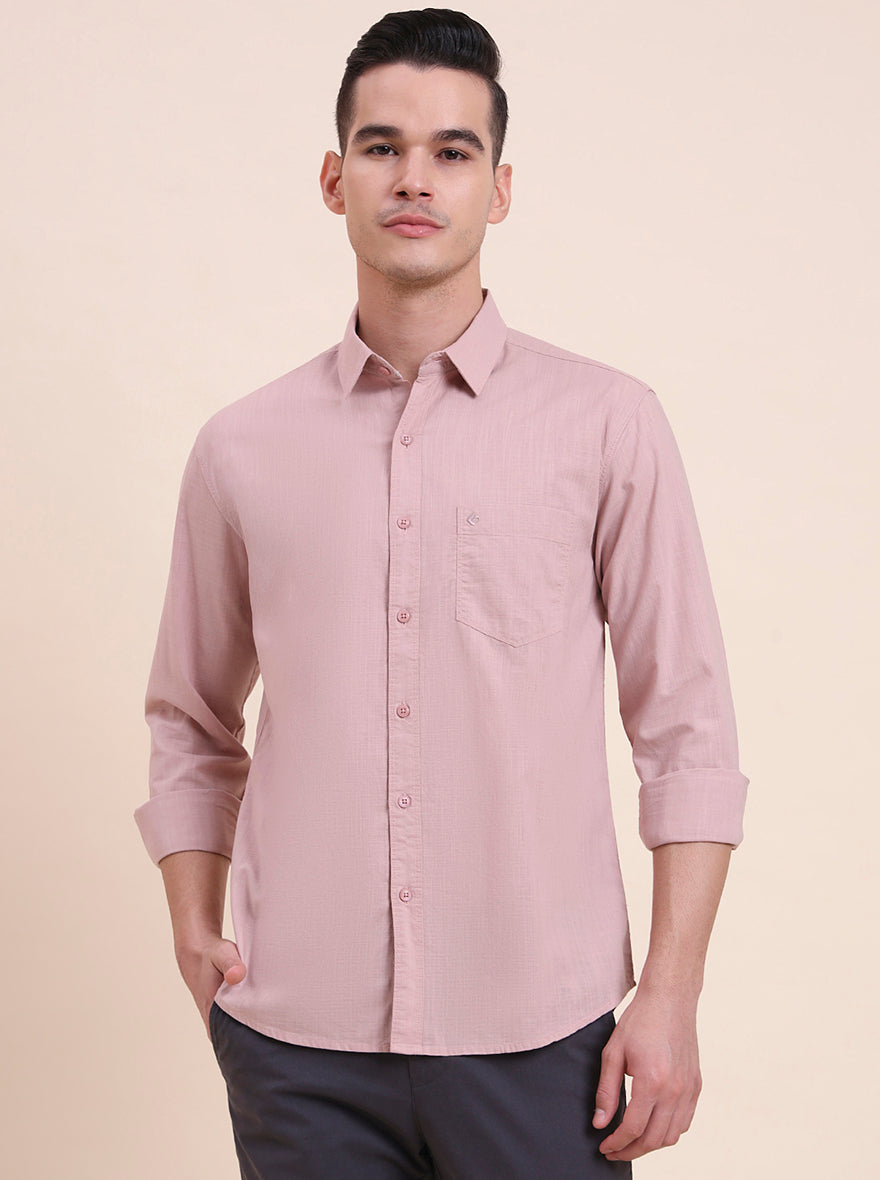 Dark Pink Solid Slim Fit Casual Shirt | Greenfibre