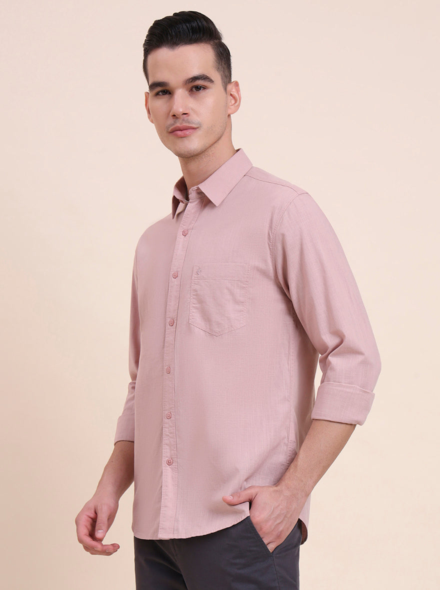 Dark Pink Solid Slim Fit Casual Shirt | Greenfibre
