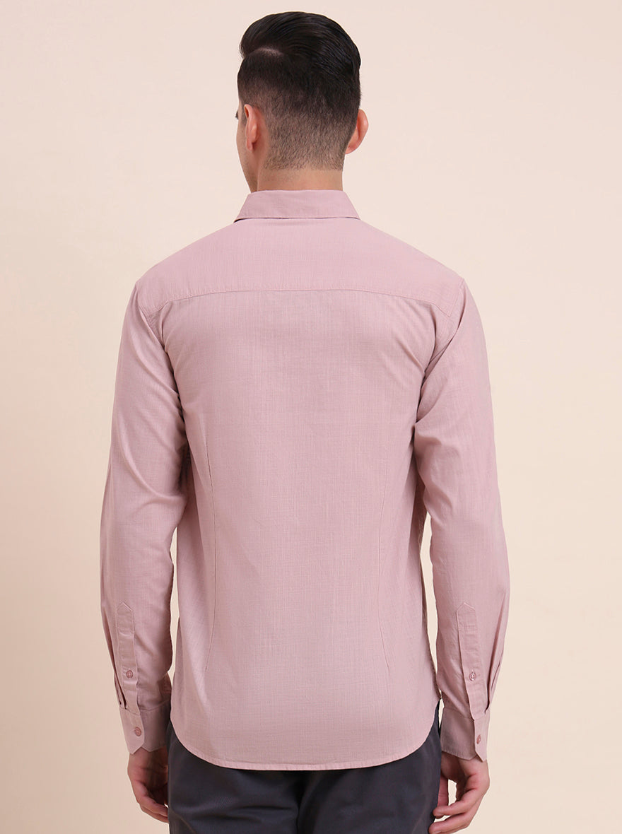 Dark Pink Solid Slim Fit Casual Shirt | Greenfibre