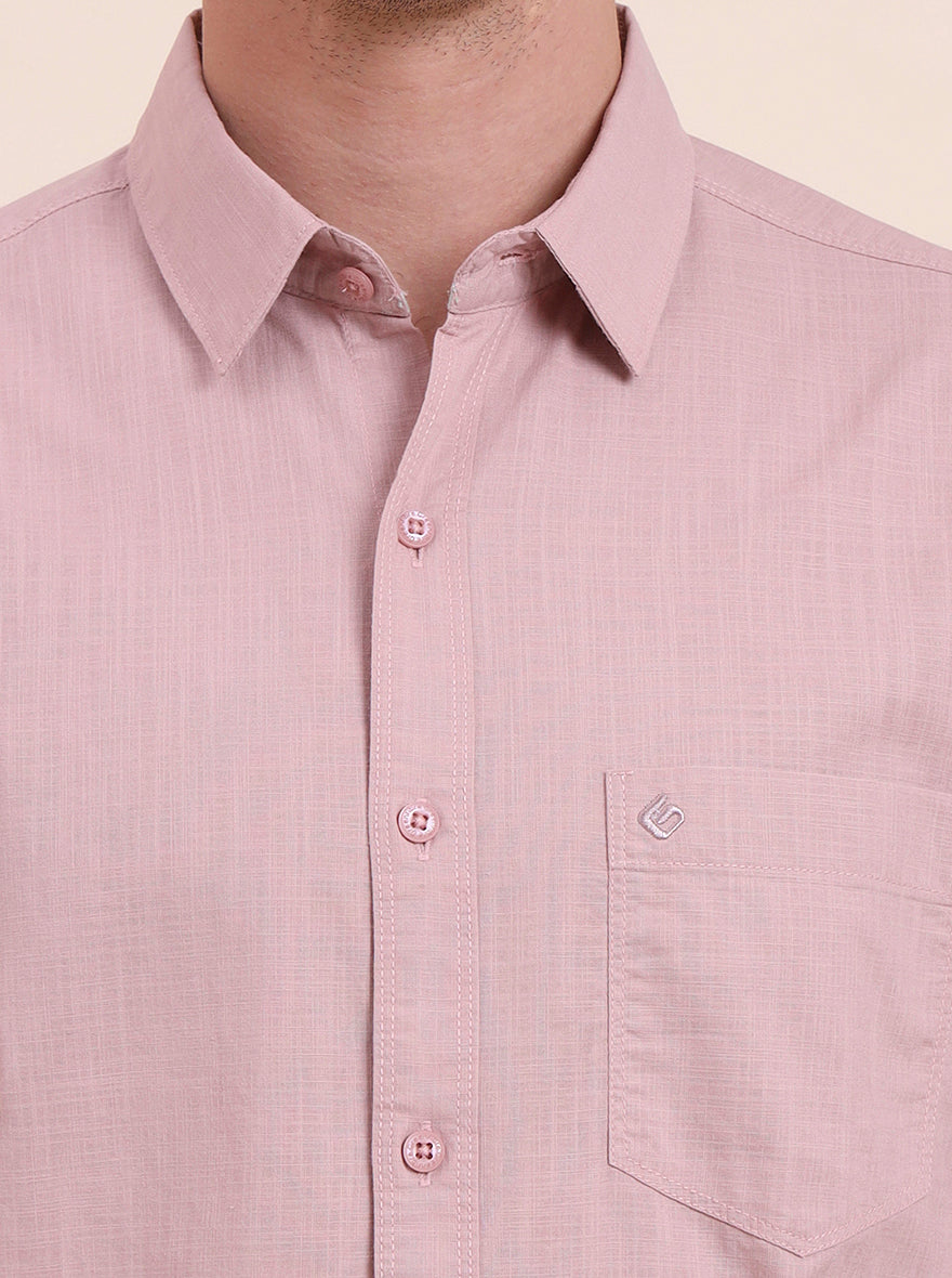 Dark Pink Solid Slim Fit Casual Shirt | Greenfibre