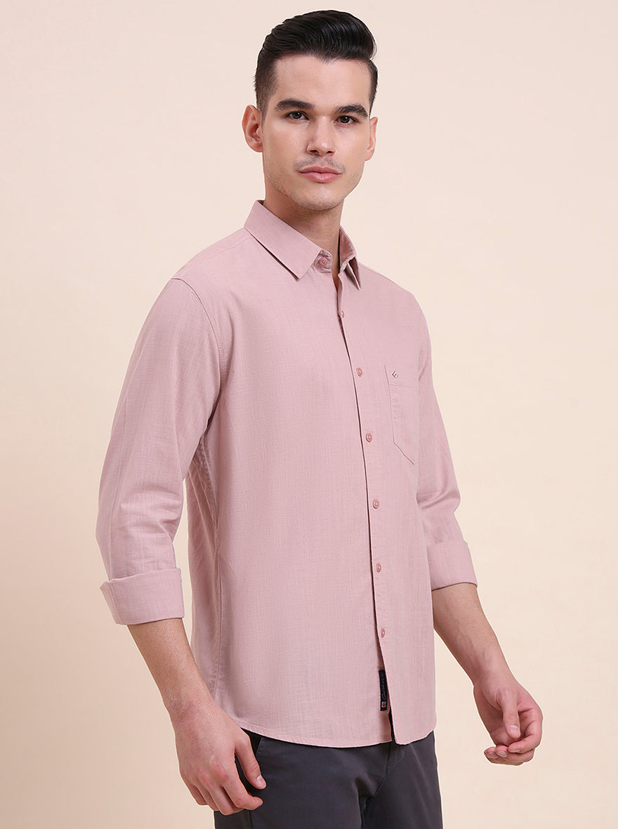 Dark Pink Solid Slim Fit Casual Shirt | Greenfibre