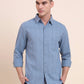 Steel Blue Solid Slim Fit Casual Shirt | Greenfibre