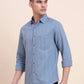Steel Blue Solid Slim Fit Casual Shirt | Greenfibre