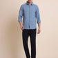 Steel Blue Solid Slim Fit Casual Shirt | Greenfibre