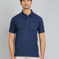 Navy Blue Solid Regular Fit Polo T-Shirt | Greenfibre