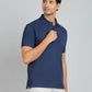 Navy Blue Solid Regular Fit Polo T-Shirt | Greenfibre