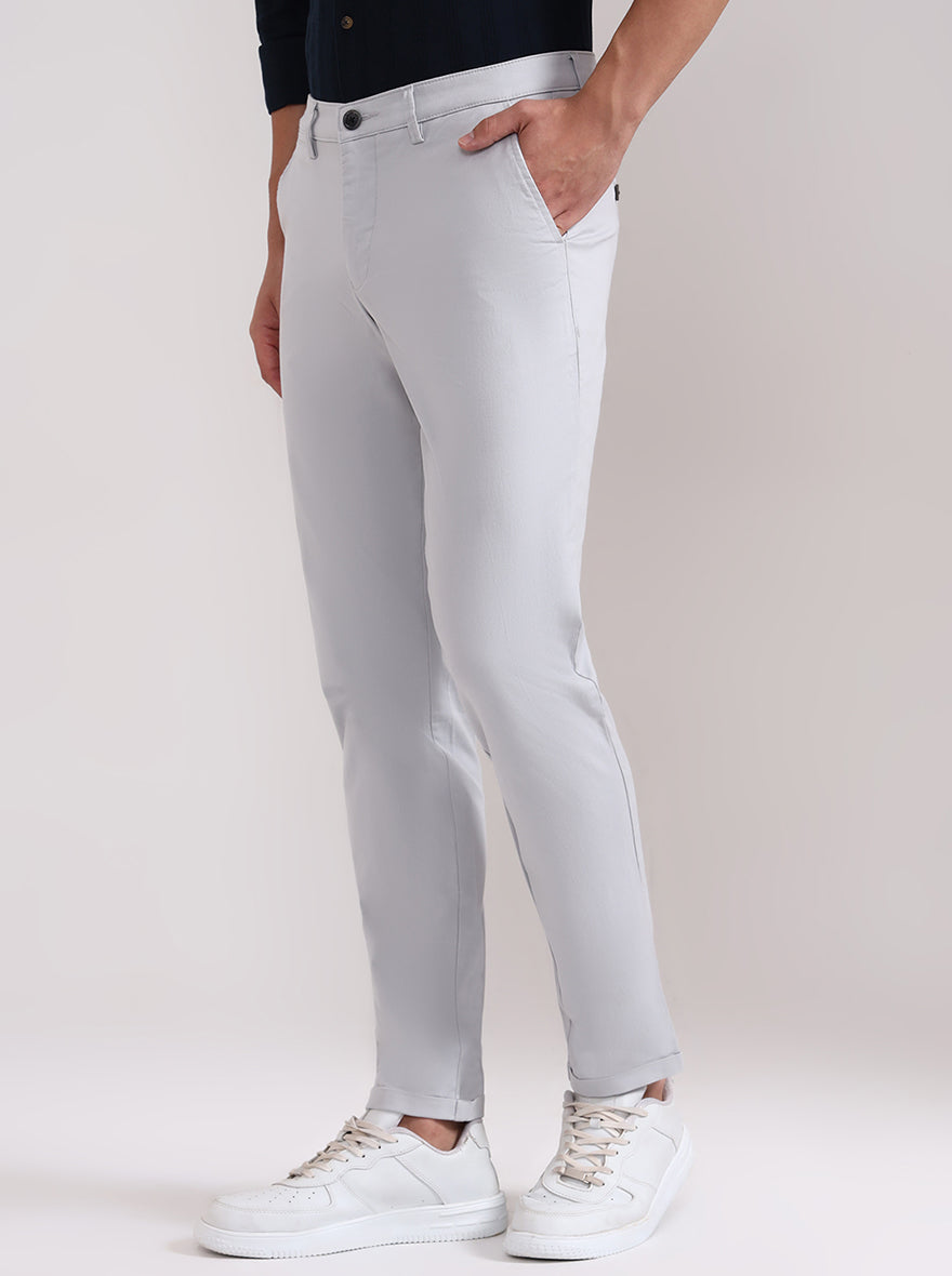 Steel Grey Solid Neo Fit Casual Trouser | Greenfibre