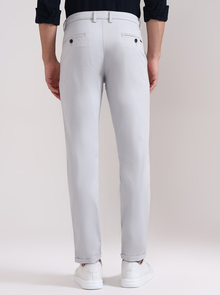 Steel Grey Solid Neo Fit Casual Trouser | Greenfibre