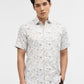 White & Grey Printed Tailored Fit Semi Casual Shirt | Greenfibre