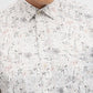 White & Grey Printed Tailored Fit Semi Casual Shirt | Greenfibre