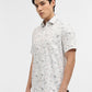 White & Grey Printed Tailored Fit Semi Casual Shirt | Greenfibre