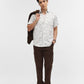 White & Grey Printed Tailored Fit Semi Casual Shirt | Greenfibre