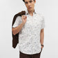 White & Grey Printed Tailored Fit Semi Casual Shirt | Greenfibre