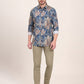Navy Blue Printed Slim Fit Casual Shirt | JadeBlue