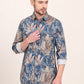 Navy Blue Printed Slim Fit Casual Shirt | JadeBlue