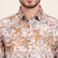 Yellow Printed Slim Fit Casual Shirt | JadeBlue