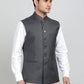 Dark Grey Solid Regular Fit Bandhgala Jacket | Greenfibre