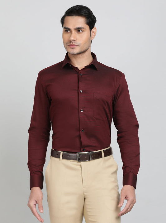 Maroon Checked Slim Fit Party Wear Shirt | Greenfibre