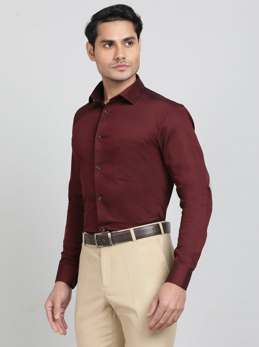 Maroon Checked Slim Fit Party Wear Shirt | Greenfibre