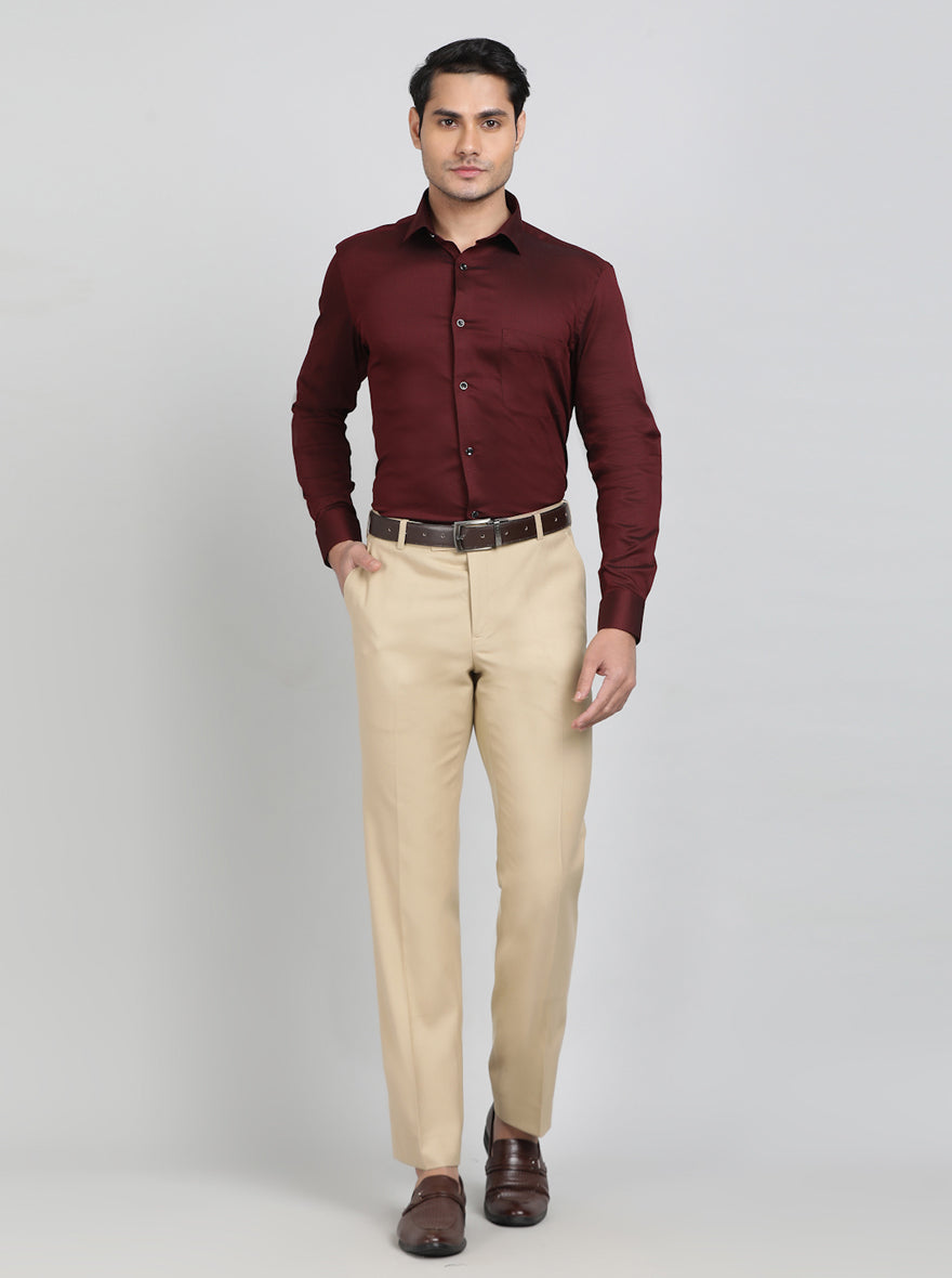 Maroon Checked Slim Fit Party Wear Shirt | Greenfibre