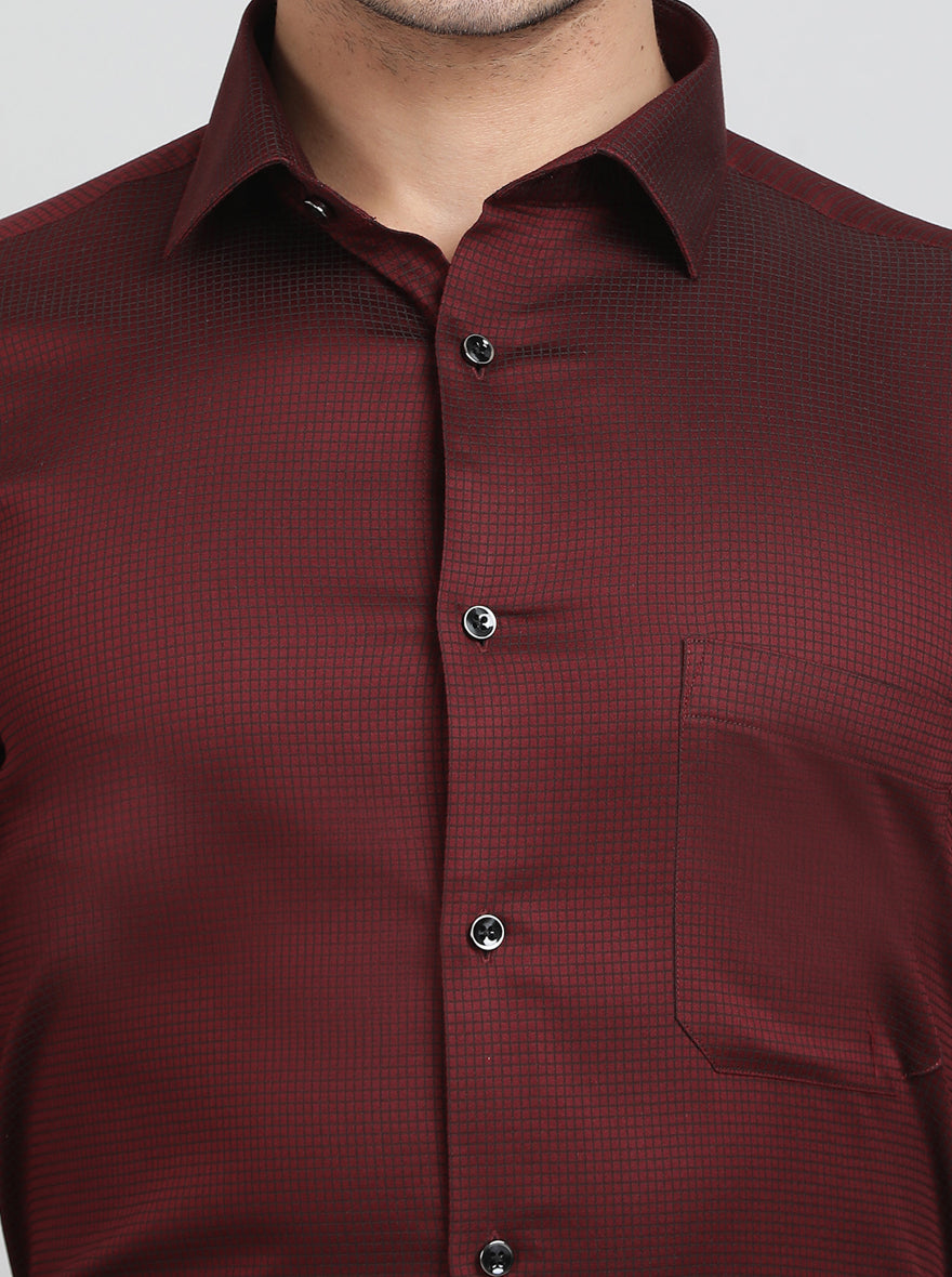 Maroon Checked Slim Fit Party Wear Shirt | Greenfibre