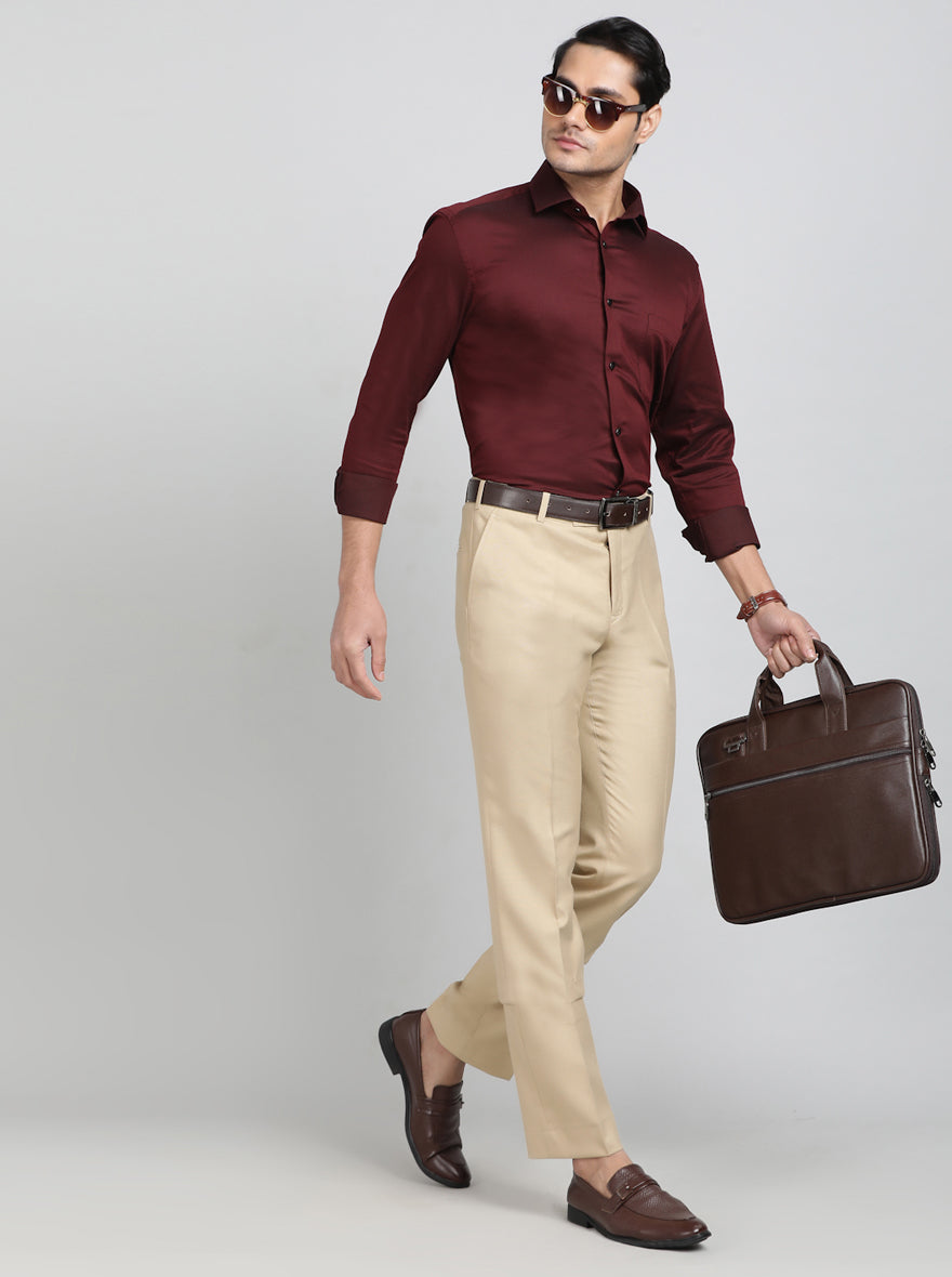 Maroon Checked Slim Fit Party Wear Shirt | Greenfibre