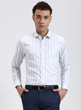 White Striped Slim Fit Formal Shirt | Greenfibre