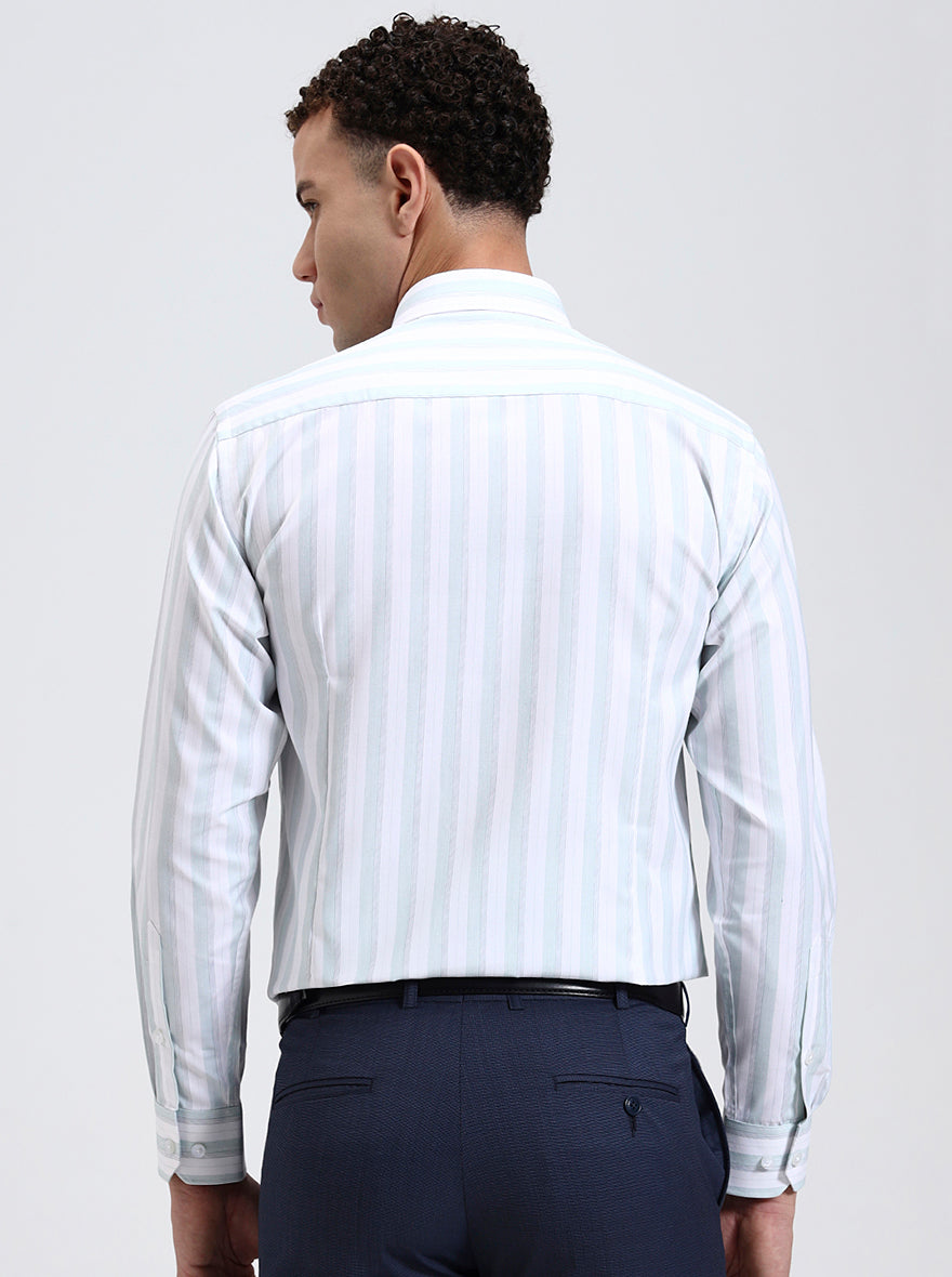 White Striped Slim Fit Formal Shirt | Greenfibre