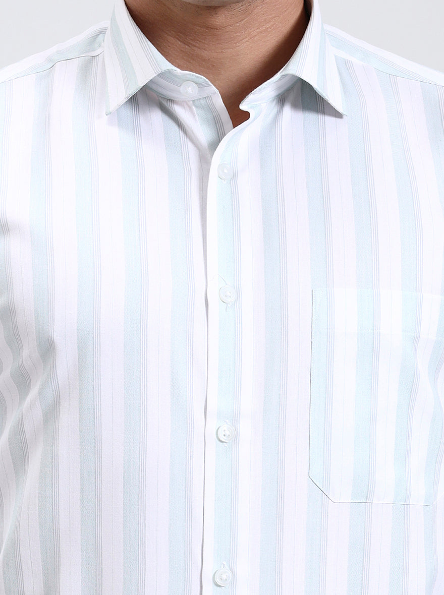 White Striped Slim Fit Formal Shirt | Greenfibre
