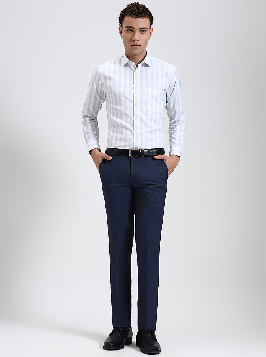 White Striped Slim Fit Formal Shirt | Greenfibre