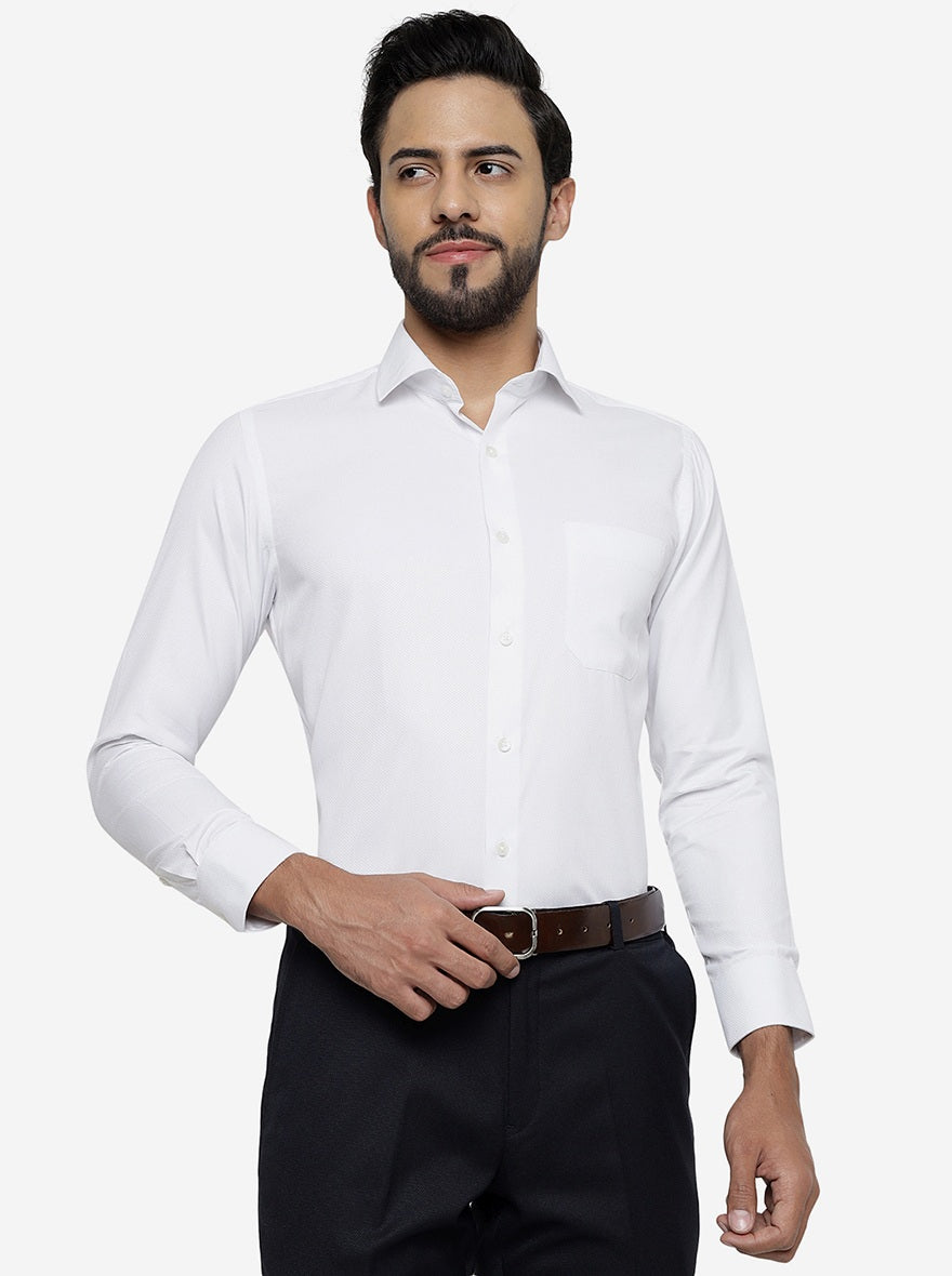 White Solid Slim Fit Formal Shirt | Greenfibre