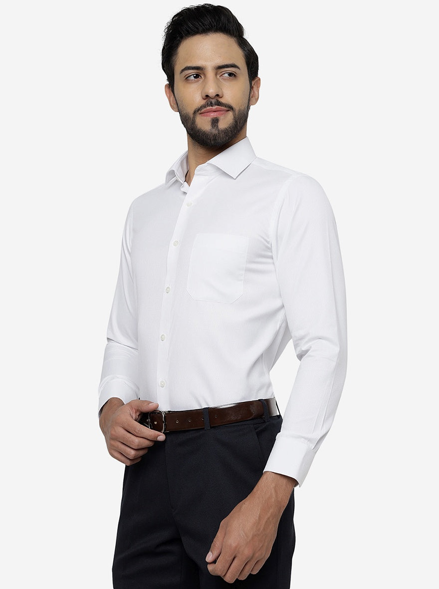 White Solid Slim Fit Formal Shirt | Greenfibre