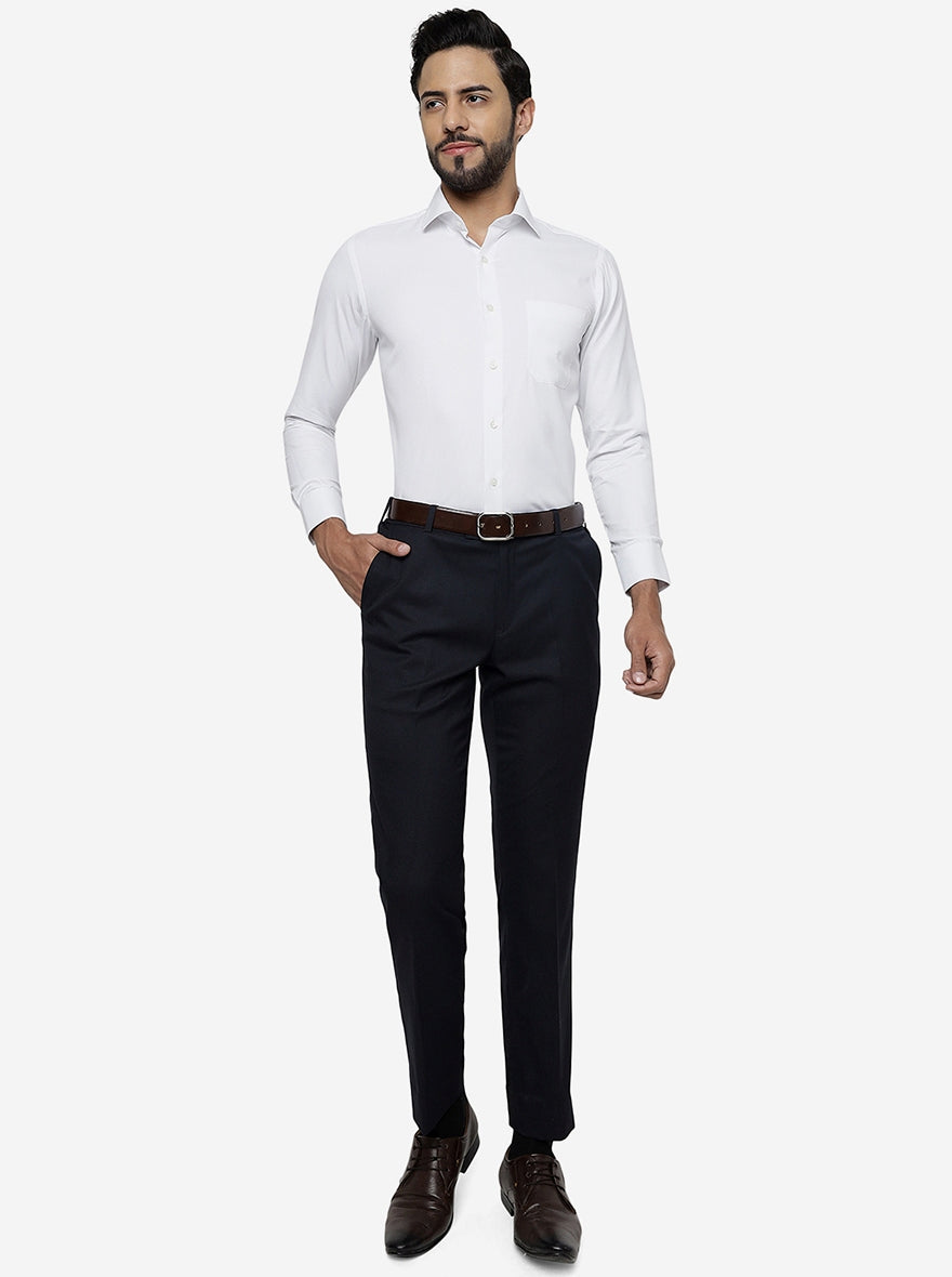 White Solid Slim Fit Formal Shirt | Greenfibre