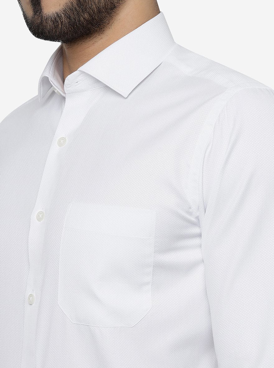 White Solid Slim Fit Formal Shirt | Greenfibre