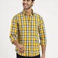 Yellow Checked Slim Fit Casual Shirt | Greenfibre
