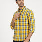 Yellow Checked Slim Fit Casual Shirt | Greenfibre