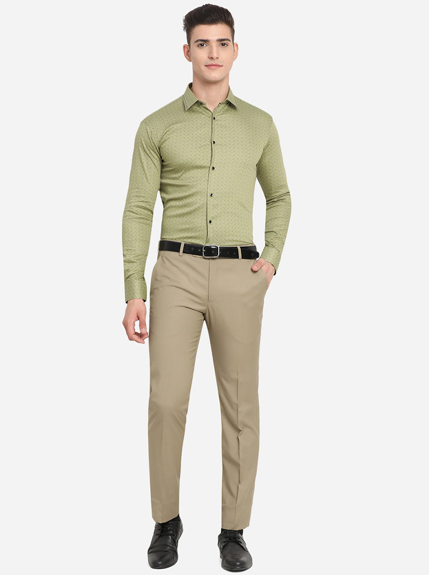 Fawn Solid Slim Fit Formal Trouser | Greenfibre