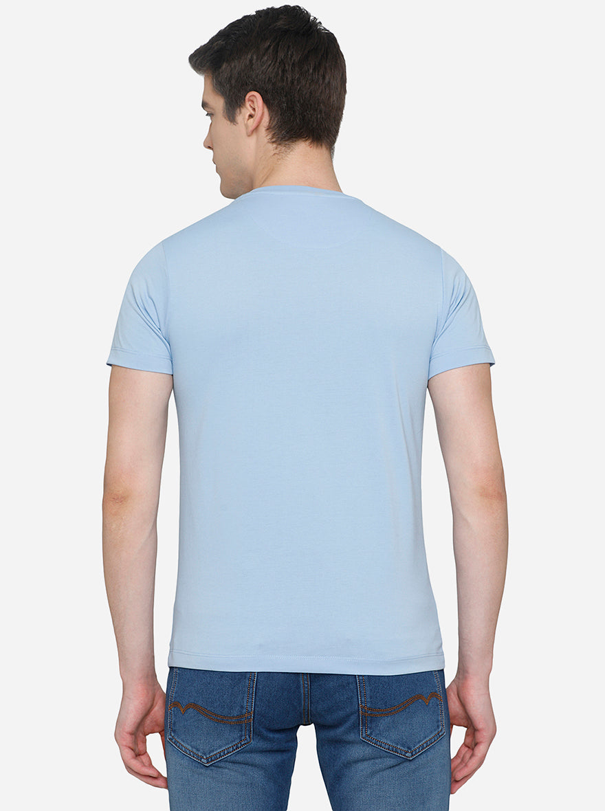 Powder Blue Solid Slim Fit T-Shirt | Greenfibre